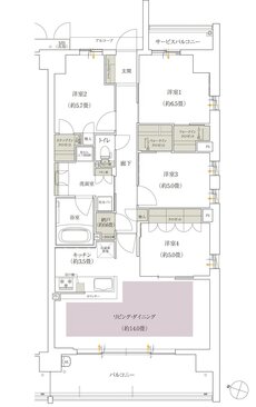 ローレルスクエア長岡京 勝竜寺城公園 間取り W-Hタイプ