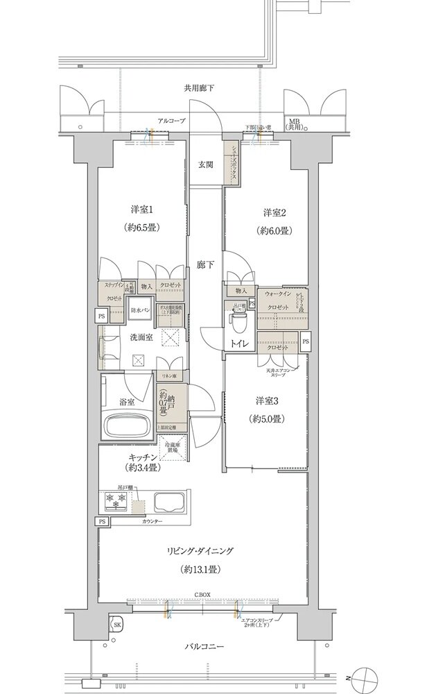 ローレルスクエア長岡京 勝竜寺城公園 間取り W-Bタイプ