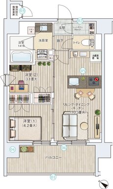 ルジェンテ浦和 間取り A1タイプ