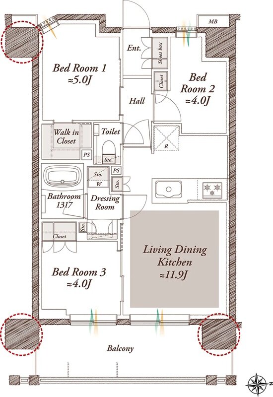 プレシス西葛西 間取り Bタイプ