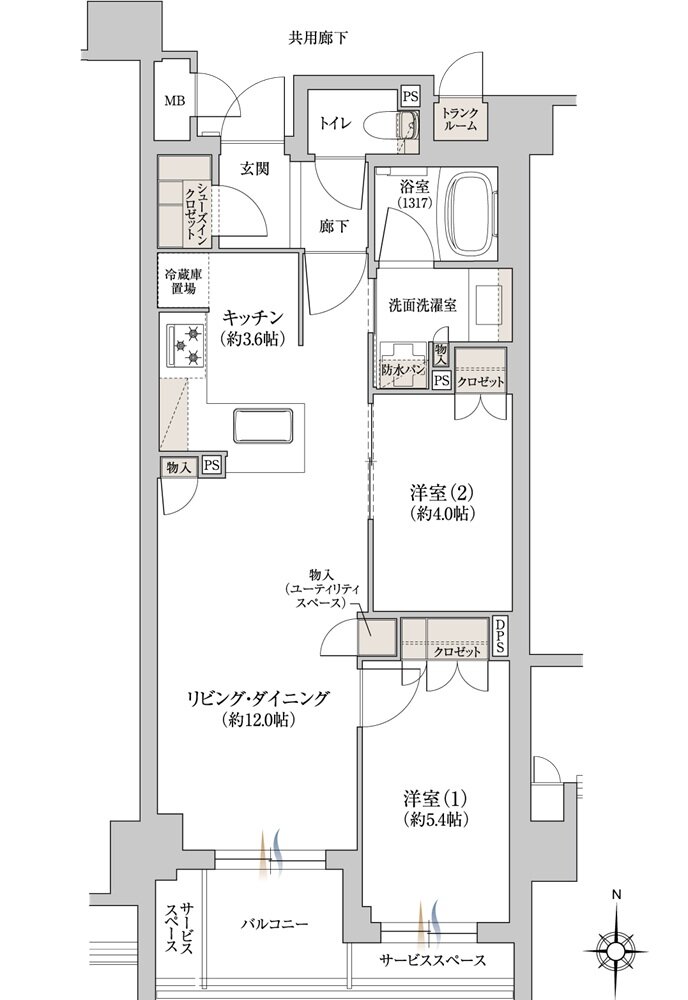 ジオ京都二条東月光町 間取り K type