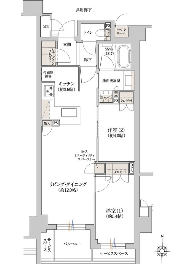 ジオ京都二条東月光町 間取り K type