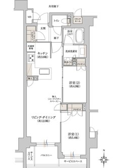 ジオ京都二条東月光町 間取り K type
