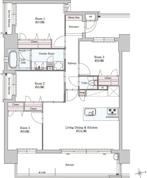 ザ・ブライトン浦上 間取り A type