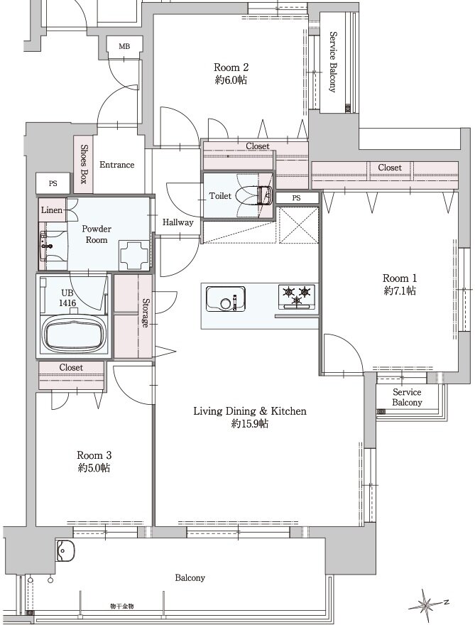 ザ・ブライトン浦上 間取り E type