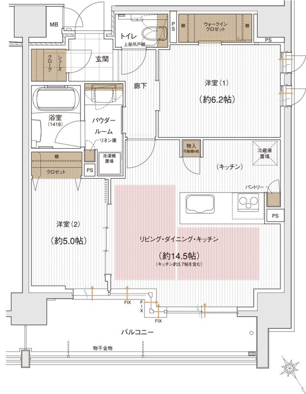 ユニハイム エクシア金沢梅ノ橋 間取り Aタイプ