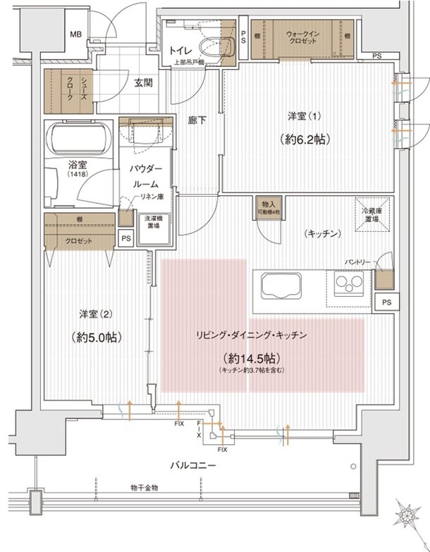 ユニハイム エクシア金沢梅ノ橋 間取り Aタイプ
