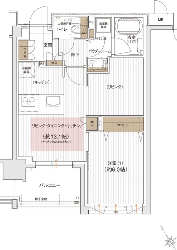 ユニハイム エクシア金沢梅ノ橋 間取り D2タイプ