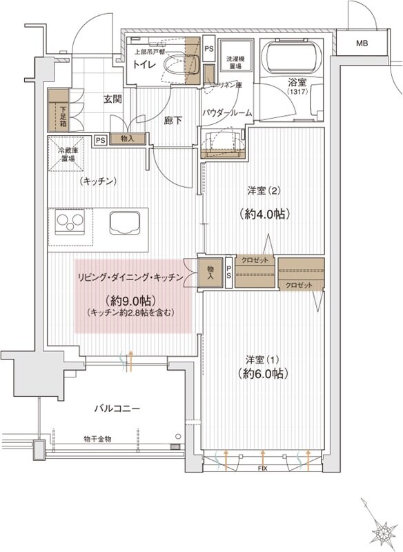 ユニハイム エクシア金沢梅ノ橋 間取り D1タイプ