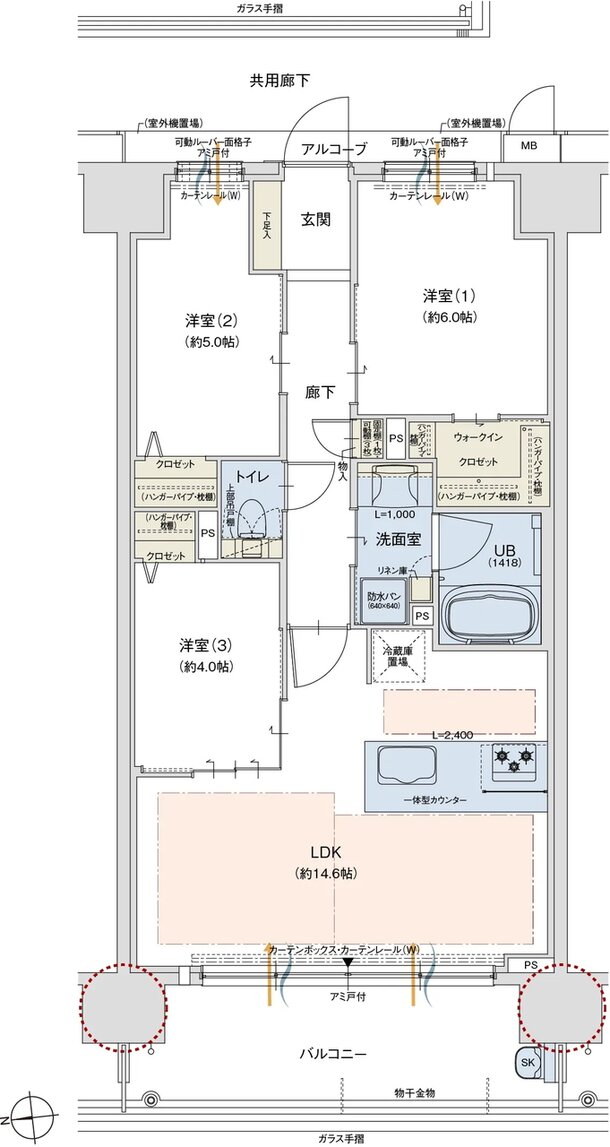 ドルチェヴィータ京都桂川 間取り E TYPE（西棟）