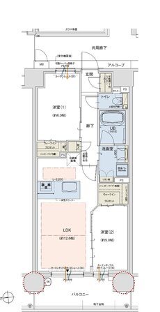 ドルチェヴィータ京都桂川 間取り B TYPE（西棟）