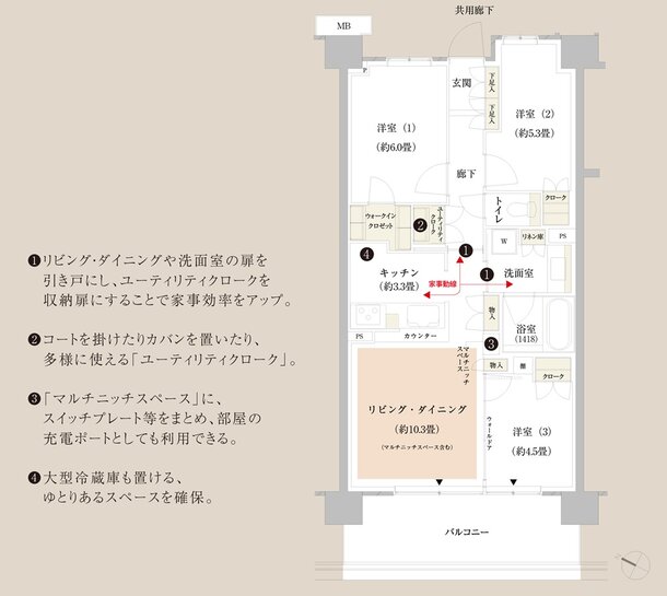 パークホームズ新川崎ザ・ガーデン 間取り 67 Bタイプ