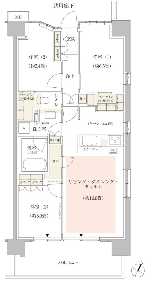 パークホームズ新川崎ザ・ガーデン 間取り 73Jタイプ