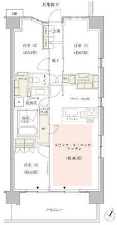 パークホームズ新川崎ザ・ガーデン 間取り 73Jタイプ