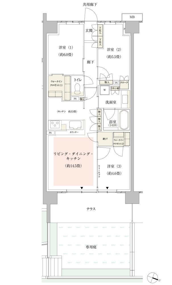 パークホームズ新川崎ザ・ガーデン 間取り 70Kgタイプ