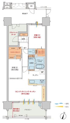 トーレ・ヴェルディ［西町］ 間取り F type（2～19階）