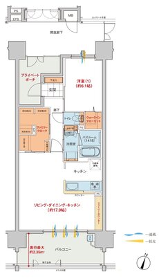 トーレ・ヴェルディ［西町］ 間取り F type menu（2～19階）