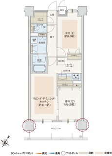 サンメゾン吹田 間取り E type
