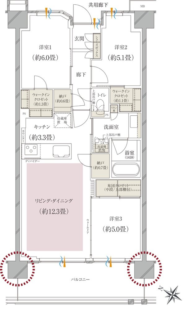 ハイムスイート川口鳩ヶ谷 ザ・ゲート 間取り B7-type