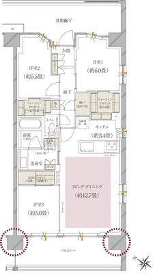 ハイムスイート川口鳩ヶ谷 ザ・ゲート 間取り B12-type