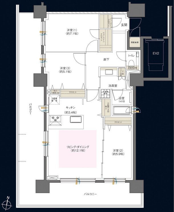 札幌住む都心PROJECT 間取り 【EDGE】L type PREMIUM