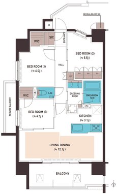 レーベン平尾ハイムスイート 間取り F type