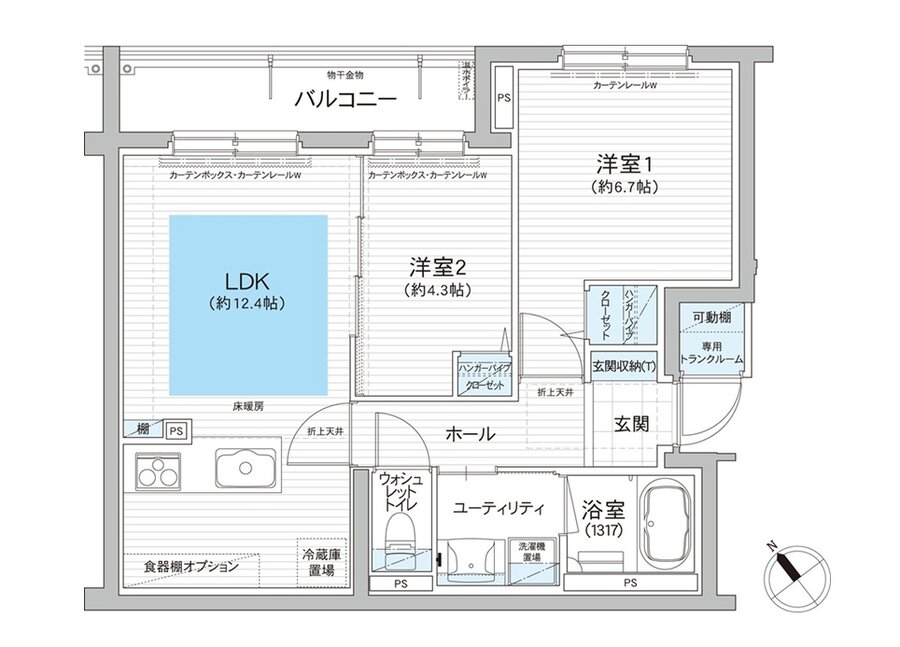 グランファーレ南郷13丁目駅前 間取り F type