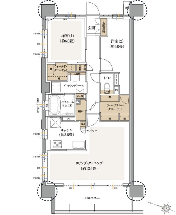 ウエリスサーパス中浦和 間取り Aタイプ（メニュープラン）