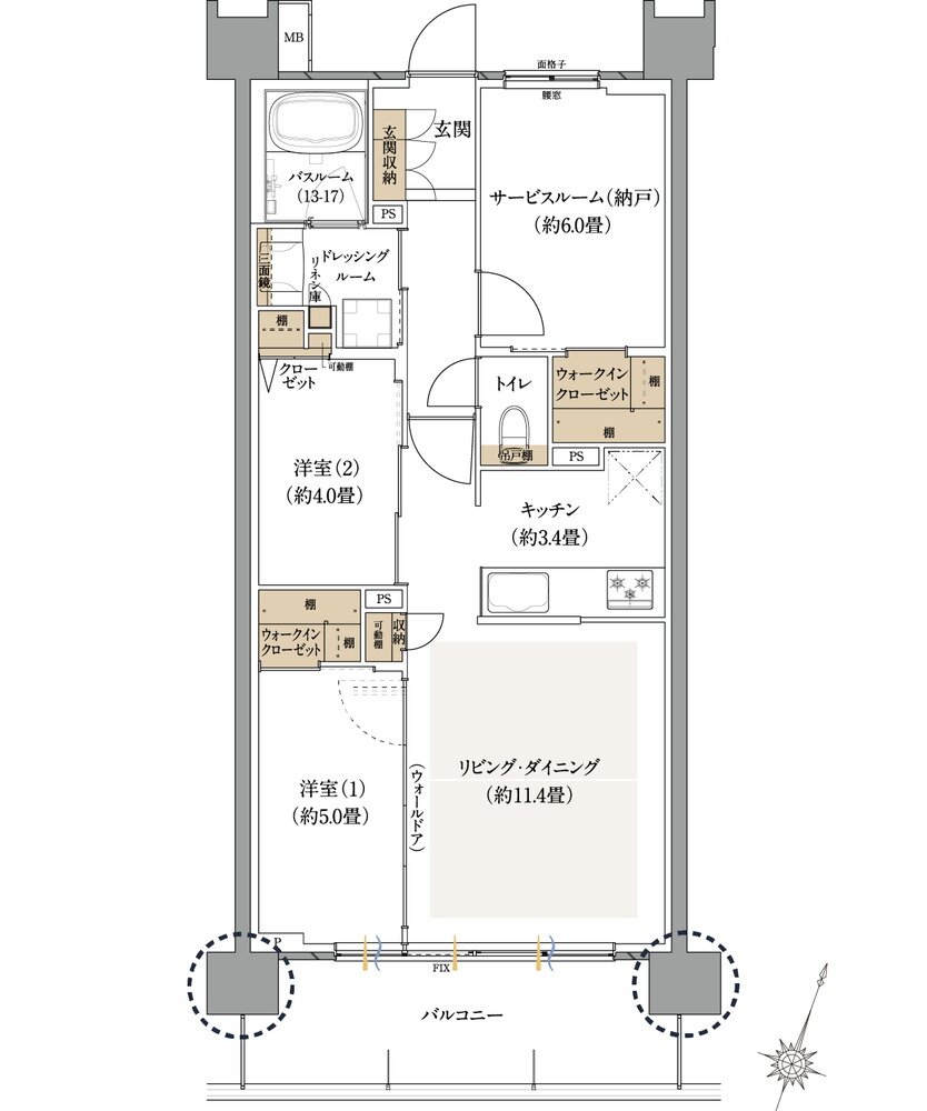 ウエリスサーパス中浦和 間取り Kタイプ
