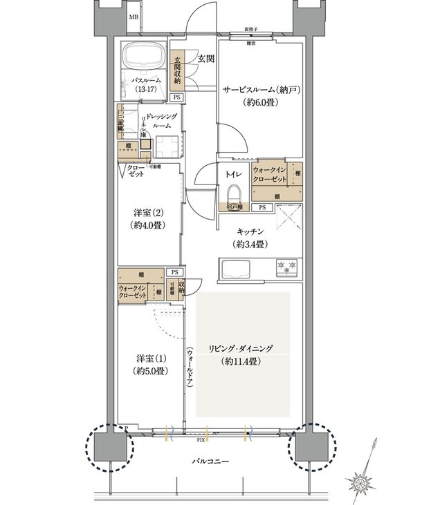 ウエリスサーパス中浦和 間取り Kタイプ