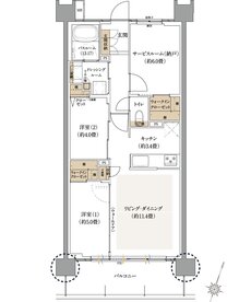 ウエリスサーパス中浦和 間取り Kタイプ
