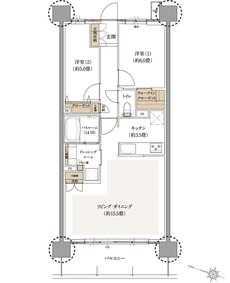 ウエリスサーパス中浦和 間取り Eタイプ（メニュープラン）