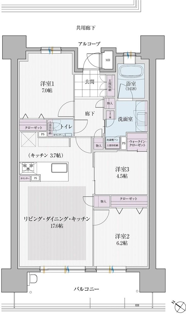 エクセルグランデ刈谷市駅 間取り D-1 type