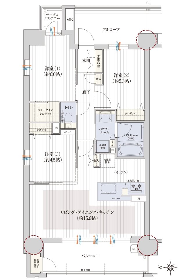 プレサンス ロジェ 西宮セントラル・プレイス 間取り Aタイプ