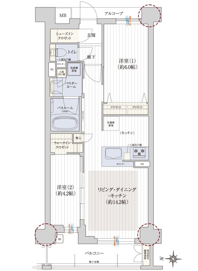 プレサンス ロジェ 西宮セントラル・プレイス 間取り Dタイプ