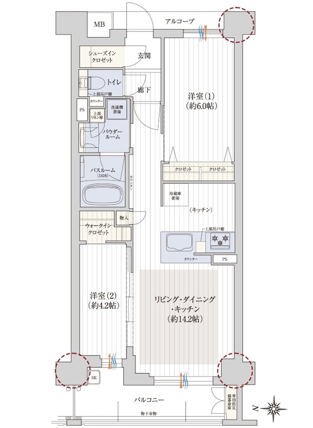 プレサンス ロジェ 西宮セントラル・プレイス 間取り Dタイプ