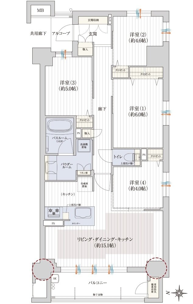 プレサンス ロジェ 西宮セントラル・プレイス 間取り Gタイプ
