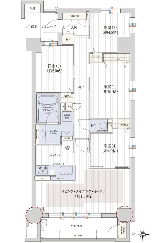 プレサンス ロジェ 西宮セントラル・プレイス 間取り Gタイプ