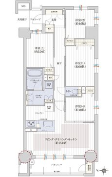 プレサンス ロジェ 西宮セントラル・プレイス 間取り Gタイプ