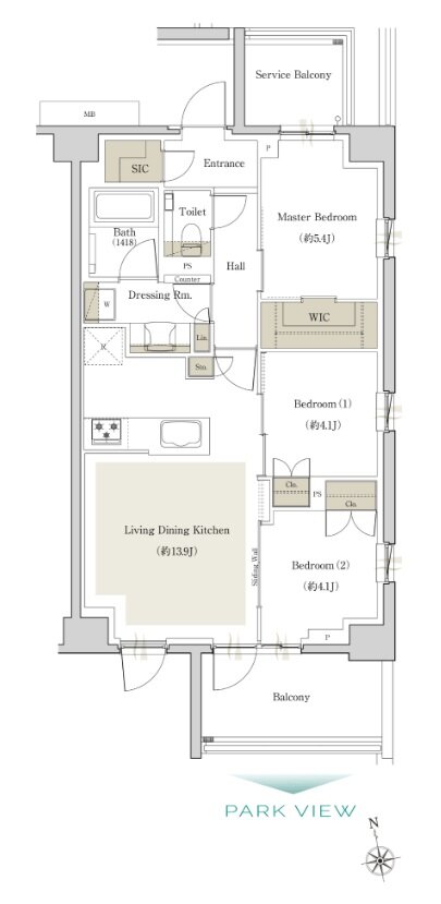 サンウッドテラス府中八幡町 間取り H type (2F)