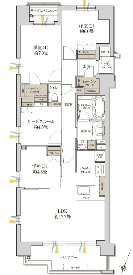 ワコーレ神戸本山ザ・グリーンアベニュー 間取り A3 TYPE