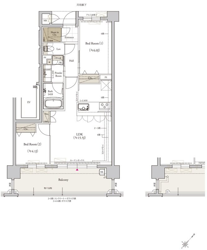クラブスタイル桜並木駅ルクス 間取り Eタイプ