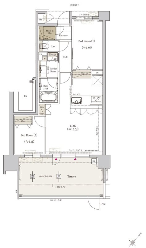クラブスタイル桜並木駅ルクス 間取り Etタイプ