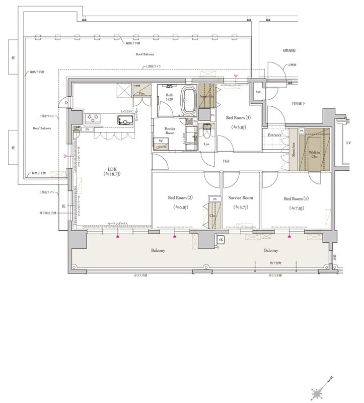クラブスタイル桜並木駅ルクス 間取り Kタイプ