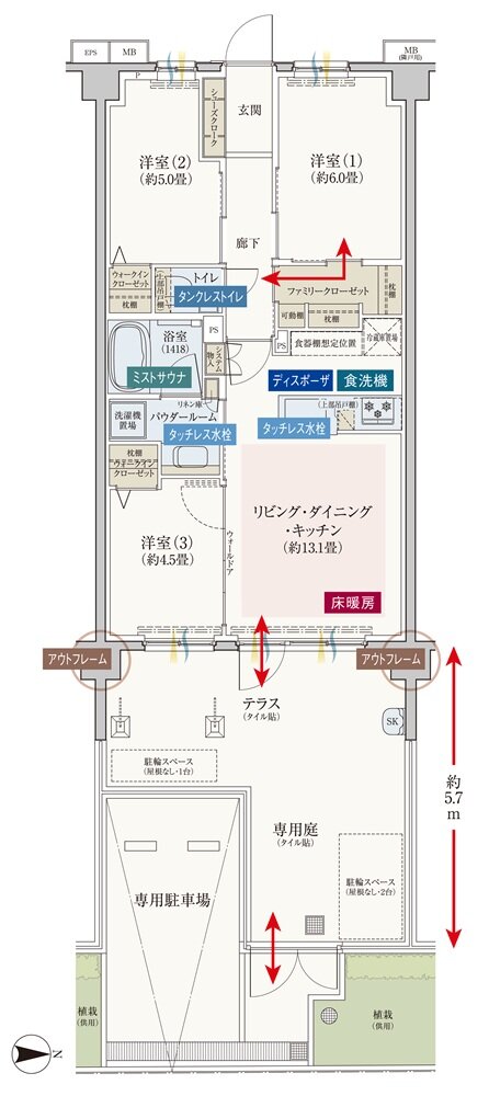 エクセレントシティ元住吉ザ・レジデンス 間取り B1g’ type