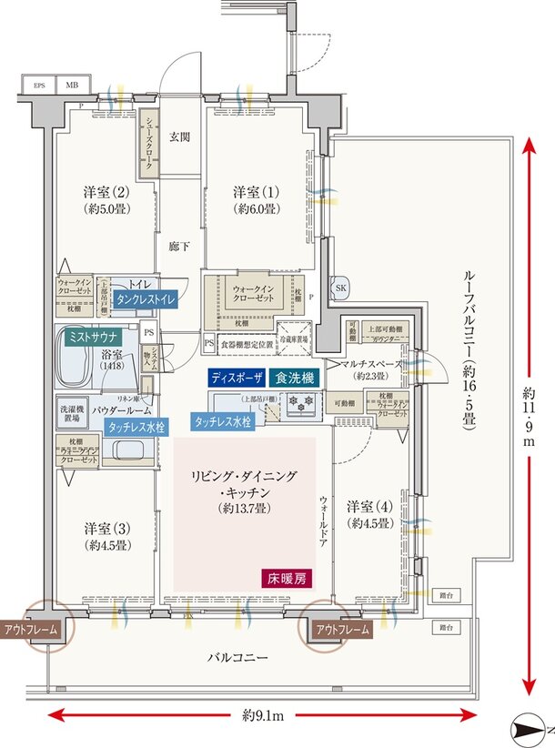 エクセレントシティ元住吉ザ・レジデンス 間取り Jr’ type
