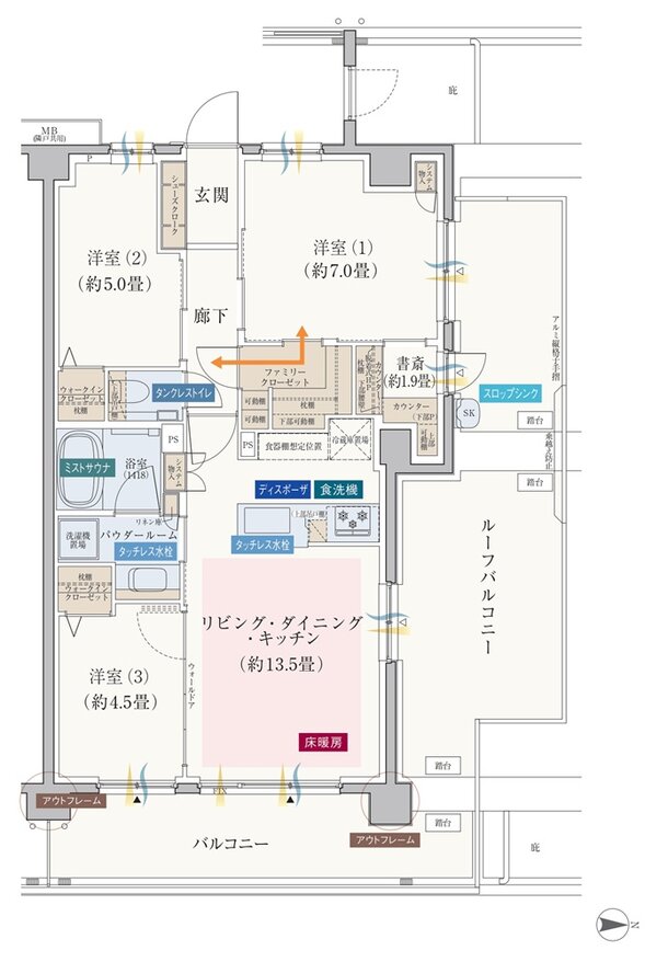 エクセレントシティ元住吉ザ・レジデンス 間取り K'r type