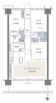 ビアレ北浦和 間取り K type（モデルルームプラン）
