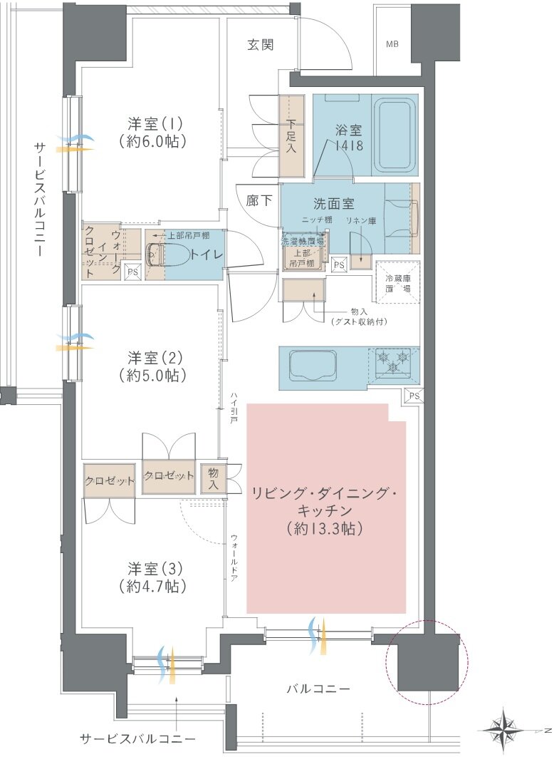 レーベン五反野 ONE FEEL 間取り B type