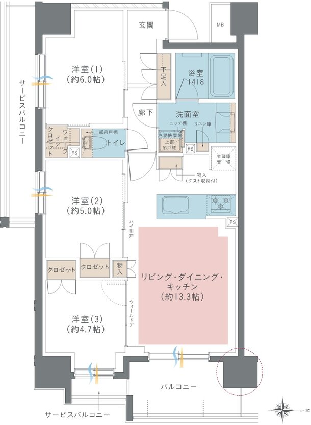 レーベン五反野 ONE FEEL 間取り B type